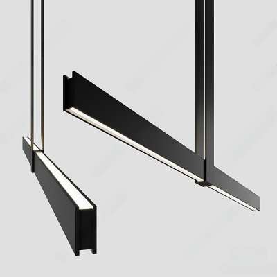 现代线性吊灯组合3D模型下载